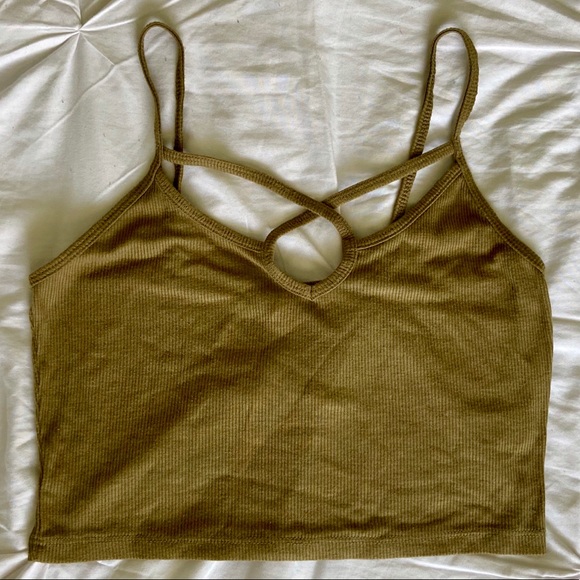 Olive Green Ribbed Tank Top - Picture 3 of 4